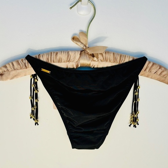 NWT - Victoria's Secret Black String Hipster Gold Beaded Bikini Bottom Size: XS - Picture 6 of 6